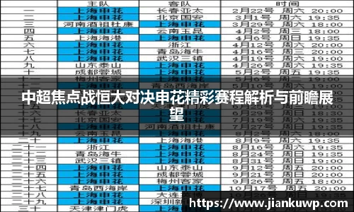 中超焦点战恒大对决申花精彩赛程解析与前瞻展望